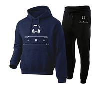 Vhersily Vestido de hombre Otoño Invierno Conjunto Sudadera con Capucha Terciopelo Pantalones Dos Piezas Bolsillo Impresión Carta Casual Moda Gimnasia Activewear Conjunto Tenis, Disfraces de Pareja