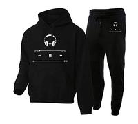 Vhersily Vestido de hombre Otoño Invierno Conjunto Sudadera con Capucha Terciopelo Pantalones Dos Piezas Bolsillo Impresión Carta Casual Moda Gimnasia Activewear Conjunto Tenis, Disfraces de Pareja