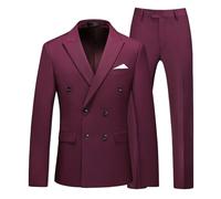 Vhersily Vestido De Hombre Slim Fit 2 Piezas Doble Pecho Business Boda Prom Smoking Vestidos De Color Sólido Chaqueta Pantalones, Para Eventos, De Terciopelo, Ropa De Algodón Modernos Cómodos, Traje