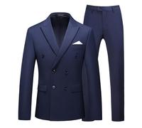 Vhersily Vestido De Hombre Slim Fit 2 Piezas Doble Pecho Business Boda Prom Smoking Vestidos De Color Sólido Chaqueta Pantalones, Para Eventos, De Terciopelo, Ropa De Algodón Modernos Cómodos, Traje