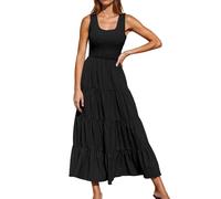 Vhersily Vestido de verano para mujer, largo, elegante, para la playa, sexy, con tirantes delgados, sin mangas, línea A, vestido de baile, vestido para dama de honor, vestido de dama de honor, vestido