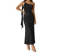 Vhersily Vestido Invitado Boda Mujer Vestidos de Dama de Honor de Satén de un solo hombro de una línea Vestido Formal para Invitados de Boda Vestidos de Noche Sexy Curvy Clásico Transpirable Ajustado