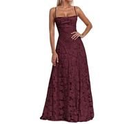 Vhersily Vestido largo de mujer elegante vestido floral encaje sin mangas con espaguetis sin espalda vestido de playa vacaciones para ceremonias discotecas cócteles bodas vestidos de noche formal