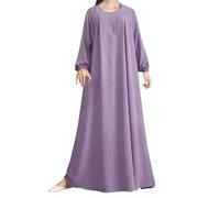 Vhersily Vestidos Musulmanes De Manga Larga Abaya Dubai Islámicos Vestidos Árabes Vestido De Oración Caftán Árabe Musulmán Islámico Vintage Africano Robe Turca para Vida Diario Ceremonia, A Morado, XL