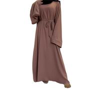 Vhersily Vestidos Musulmanes de Mujer Elegantes, Árabe Dubai Islam Ropa de Oración para las Mujeres de Manga Larga Vestido Largo Ramadán de Oración Longitud de Suelo de Boda, Rosa, L