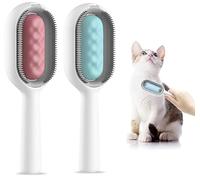 Vhger Cepillo para perros con depósito de agua, 2 piezas, cepillo de limpieza multiusos para mascotas, cepillo de limpieza 4 en 1, cepillo universal para eliminar nudos de mascotas (verde + rosa)