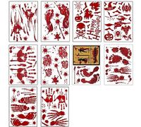 Vhger Decoración de Halloween, material respetuoso con el medio ambiente, pegatinas sangrientas, juego de decoración de puertas y ventanas, 10 unidades para Halloween, fiestas, ventanas, baños,