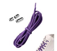 Vhjlfig Cordones de zapatos sin lazo - Cordones rápidos para zapatillas perezosas - de velocidad elástica con sistema de cordones - zapatos planos, Púrpura con botones plateados, Se référer au