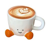Vhjlfig Taza de café con forma de pie de 300 a 400 ml, hecha a mano, de cerámica, con mango cómodo, perfecta para té, café, chocolate caliente, ideal para regalar en la oficina, tardes relajantes