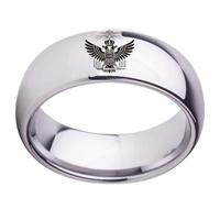 VHKJewE Anillo de acero titanio abovedado del grado 33 Rito Escocés Masónico, con corona águila bicéfala(Silver,S)