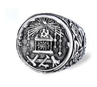 VHKJewE Anillo de sello con símbolo rosacruz y del Real Arco Masónico Alto Grado, Santo los Santos, corona altar. Objeto vintage ocultista(U)