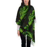 VhoMes Bufanda Mantón De Borla De Reptil Verde Serpiente, Bufanda Cálida Con Flecos Abrigo De Lujo Para Mujer, Para Todas Las Estaciones 72 X197 CM