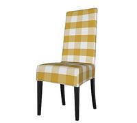 VhoMes Fundas para sillas Cuadros Mostaza a Cuadros de Cuadros tartán Cuadros Amarillo Mostaza Funda Protectora para Silla de Comedor Estampada Funda elástica para Silla