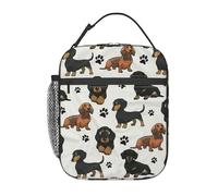 VhoMes Huellas de perro salchicha,Bolsa de almuerzo, fiambrera aislada, bolsa de almuerzo, fiambrera de picnic para la comida campestre de la escuela de trabajo