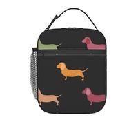 VhoMes Lindos perros salchicha,Bolsa de almuerzo, fiambrera aislada, bolsa de almuerzo, fiambrera de picnic para la comida campestre de la escuela de trabajo