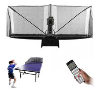 VHPNWJOB Robot de Tenis de Mesa con Red, máquina de Pelotas de Ping Pong con Control Remoto, máquina automática de Tenis de Mesa, Robots de Tenis de Mesa Ajuste del ángulo de Servicio de 7 Engranajes
