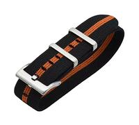 VHTDFEVXO Correa de Reloj de Cuero, Correa de Reloj Nailon elástico la OTAN for paracaídas Militar Las Tropas francesas 20 mm/22 mm, Repuesto Respetuoso con Piel(Black with Orange,22mm)