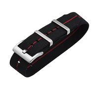 VHTDFEVXO Correa de Reloj de Cuero, Correa de Reloj Nailon elástico la OTAN for paracaídas Militar Las Tropas francesas 20 mm/22 mm, Repuesto Respetuoso con Piel(Black with Red,20mm)