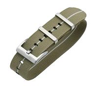 VHTDFEVXO Correa de Reloj de Cuero, Correa de Reloj Nailon elástico la OTAN for paracaídas Militar Las Tropas francesas 20 mm/22 mm, Repuesto Respetuoso con Piel(Khaki with White,22mm)