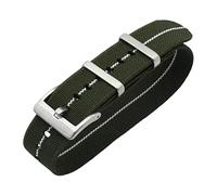 VHTDFEVXO Correa de Reloj de Cuero, Correa de Reloj Nailon elástico la OTAN for paracaídas Militar Las Tropas francesas 20 mm/22 mm, Repuesto Respetuoso con Piel(Green with White,20mm)