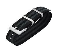 VHTDFEVXO Correa de Reloj de Cuero, Correa de Reloj Nailon elástico la OTAN for paracaídas Militar Las Tropas francesas 20 mm/22 mm, Repuesto Respetuoso con Piel(Black with Gray,20mm)