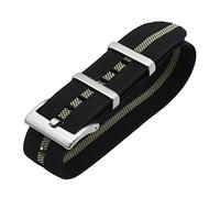VHTDFEVXO Correa de Reloj de Cuero, Correa de Reloj Nailon elástico la OTAN for paracaídas Militar Las Tropas francesas 20 mm/22 mm, Repuesto Respetuoso con Piel(Black with Beige,20mm)