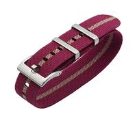 VHTDFEVXO Correa de Reloj de Cuero, Correa de Reloj Nailon elástico la OTAN for paracaídas Militar Las Tropas francesas 20 mm/22 mm, Repuesto Respetuoso con Piel(Rose Red with Khaki,22mm)