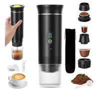 VHV Cafetera portátil 3 en 1, cafetera recargable portátil de viaje, máquina de café expreso de 12 V para cápsulas, café molido, para camping, oficina, viaje, casa, coche (negro)