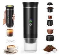 VHV - Cafetera portátil 3 en 1, recargable portátil de viaje, 12 V espresso Machine a Cafe para cápsula, café molido, para camping, viajes, oficina, coche, casa (negro)