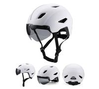 VHVYWY Casco Bici Infantil 4-16 Años, Visera Magnética Desmontable, Ajustable 49-58 cm, Ligero y Anti-Golpes para Ciclismo Ruta y Patinete White