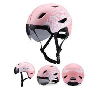VHVYWY Casco Bici Infantil 4-16 Años, Visera Magnética Desmontable, Ajustable 49-58 cm, Ligero y Anti-Golpes para Ciclismo Ruta y Patinete Pink