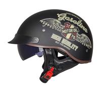 VHVYWY Casco de Moto Retro Abierto con Certificación Dot, Estilo Vintage Alemán, con Visera Solar y Hebilla de liberación rápida Ajustable para Moto Cruiser, Chopper, ciclomotor y Scooter 06,L