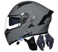 VHVYWY Casco de Motocicleta con Intercomunicador para Motocross, Bluetooth 5.3, Homologados ECE 22.06 Helmets con Doble Visera y Altavoz Integrado, Capacete para Hombre y Mujer 01,XL