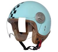 VHVYWY Cascos de Motocicleta Retro 3/4 para Adultos Hombre y Mujere, Casco Vintage con Doble Visera y Protección Solar para Ciclomotores, Cruceros, Scooters y Jets de Cara Completa 04,XXL