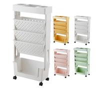 VHVYWY Estantería Móvil, Carrito Auxiliar con Ruedas, Estantería de Libros, Carrito de Cocina Servicios para Salón Baño Dormitorio Oficina (Blanco)