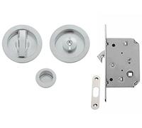 VI.TEL. E0262N 51 Kit con cerradura de gancho entr. 50 mm, para puertas correderas, cromo satinado