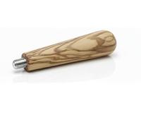 VIA CREMA M10 Mango de portafiltro de madera de olivo premium, grano natural, inserto de metal roscado, accesorio para máquina de café expreso, fabricado en Italia