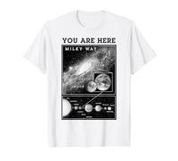 Vía Láctea Sistema Solar Tierra Estás aquí Astronomía Ciencia Camiseta gráfica económica, Hombre, Blanco, XL