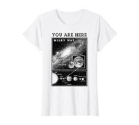 Vía Láctea Sistema Solar Tierra Estás aquí Astronomía Ciencia Camiseta gráfica económica, Mujer, Blanco, XS