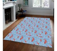 Via Vela 40x100cm Alfombras Pasillo Lavables Azul Claro Patrón pez koi Rojo Buena Suerte con Alfombra Respaldo Antideslizante para Dormitorio Baño Mesita Noche