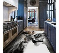 Via Vela 60x90cm Alfombras Grandes Lavables a máquina para la Sala Estar Alfombra Interior Suave Antideslizante con Estampado Pareja Leones para la decoración del Comedor la Entrada