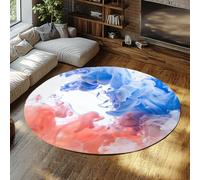 Via Vela Abstract Tinta Redonda Alfombrilla 100cm Cama Azul Rosa Agua líquido mármol Arte Lavable Antideslizante Resistente Manchas Fina habitación Invitados Circular Sala Juegos Alfombra