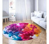 Via Vela Alfombra 100cm Redondas de paisajes Marinos Granja Alfombrilla Circulares Lavables Golden Sunset Landscape Tapete Antideslizantes Antideslizante Nursery Resistente a Manchas Pelo y