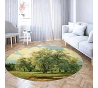 Via Vela Alfombra 120cm Redondas panorámicas Olas del mar solárium Alfombrilla Antideslizantes Tapete Circulares Dunas de Arena Oficina Lavable al Atardecer Fina lavandería césped Playa