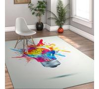 Via Vela Alfombra 120x150cm Abstracta Lavable Alfombrilla Modernas de Pop Art Tapete Salón Creativas Inspiradoras Suaves Antideslizantes Estampado Salpicaduras en Acuarela Moqueta Plegable para