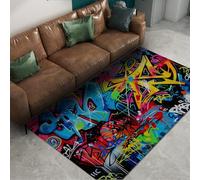 Via Vela Alfombra 120x150cm de Arte para Graffiti Alfombrilla diseño Hip Hop Sala Juegos con Tapete Antideslizante Entrada Decoración Moderna Calle Lavables en el Pasillo Esterilla Invitados Grande