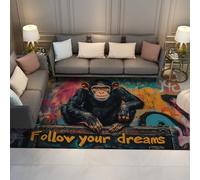 Via Vela Alfombra 120x150cm de Grafiti Lavables a máquina Suelo Mono Alfombrilla Pelo bajo Tapete Urbana Antideslizante Oficina Motivacional Esterilla Fina Estudio Arte en el Dormitorio y para