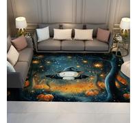 Via Vela Alfombra 120x150cm de Zona Soñada Mágicas Noches Estrelladas Bosques Diseño Fantasmas Adorables Alfombrilla Antideslizante Tapete Lavable Salón Grandes Pelo bajo Plegable y a para