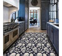 Via Vela Alfombra 120x150cm temática de Halloween Alfombrilla góticas pequeñas para salón Dormitorio Cocina Horror Vintage con patrón Calaveras corazón a máquina Tapete Antideslizantes la del