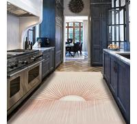 Via Vela Alfombra 160x200cm Retro Sala de conferencias Antideslizante con Estampado Moderno Sunrise Alfombrilla Lavables Tapete Patio Porche Fino Plegable Pelo bajo línea geométrica Decoración